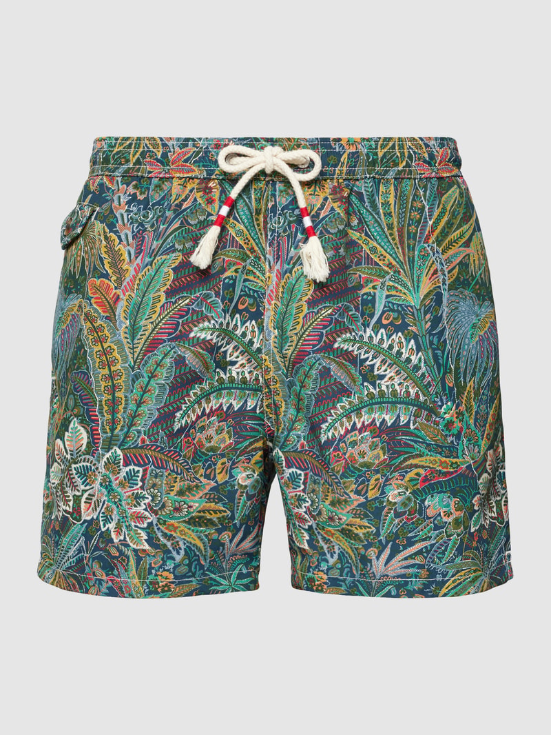 Badehose mit Allover-Muster Modell 'LIGHTING' in olivgrün
