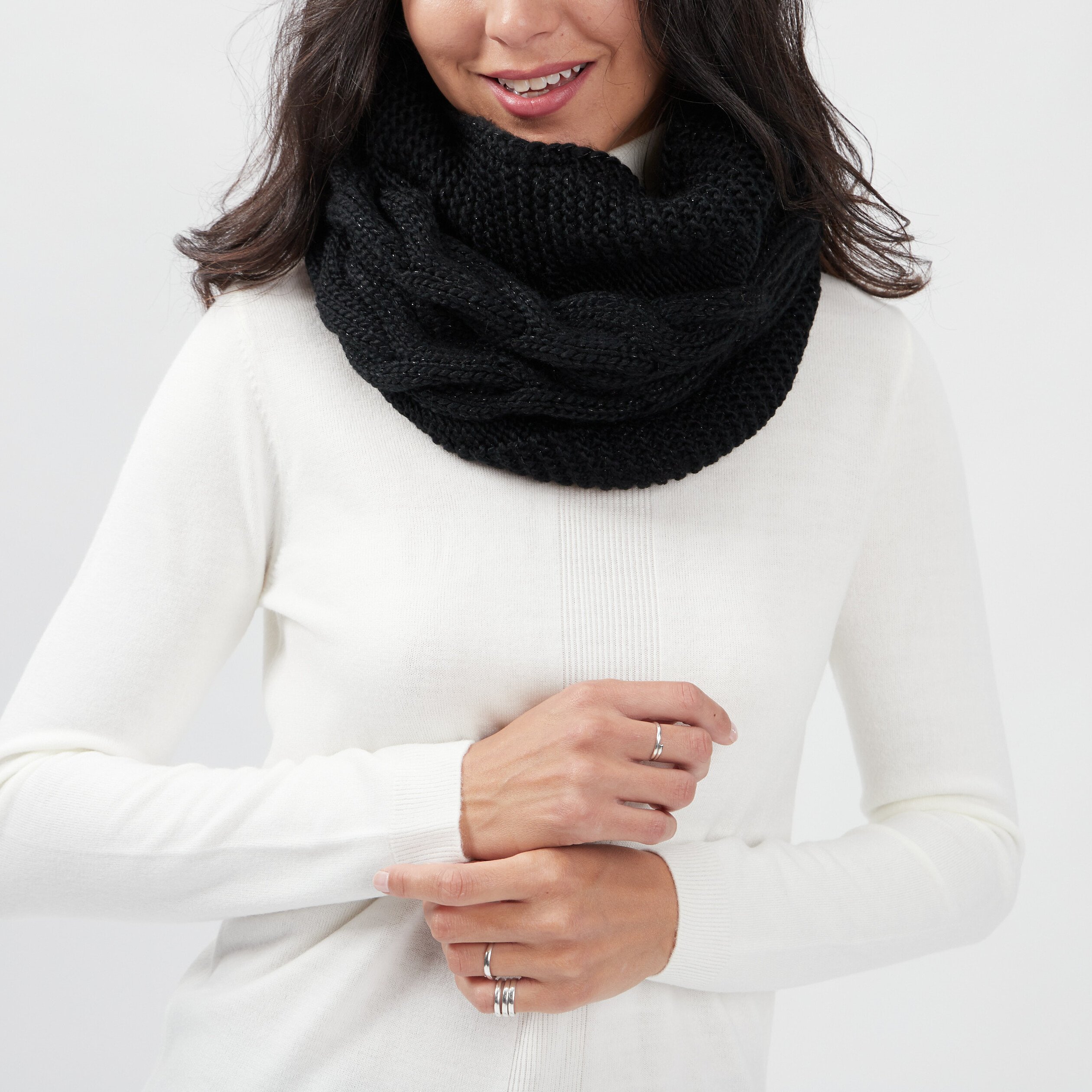 Snood avec torsades noir femme | La Halle