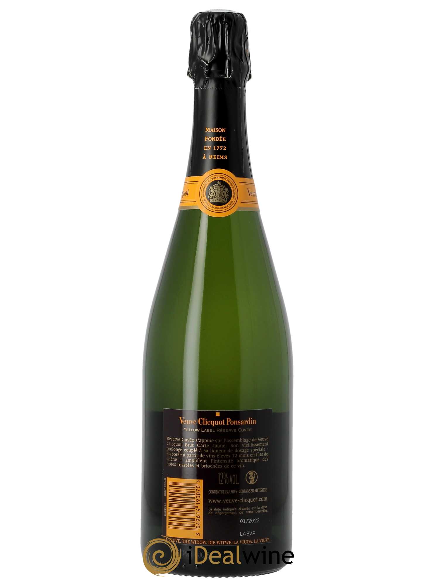 Brut Réserve Veuve Clicquot Ponsardin   - Lot de 1 Bouteille