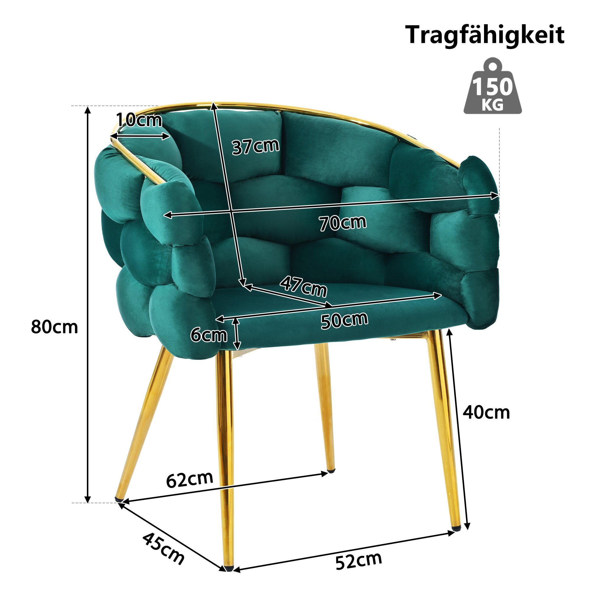 OKWISH Polsterstuhl mit Armlehnen und Rückenlehne (1 St), Stühle mit Metallbeinen, beige Stühle, Bubble Stühle