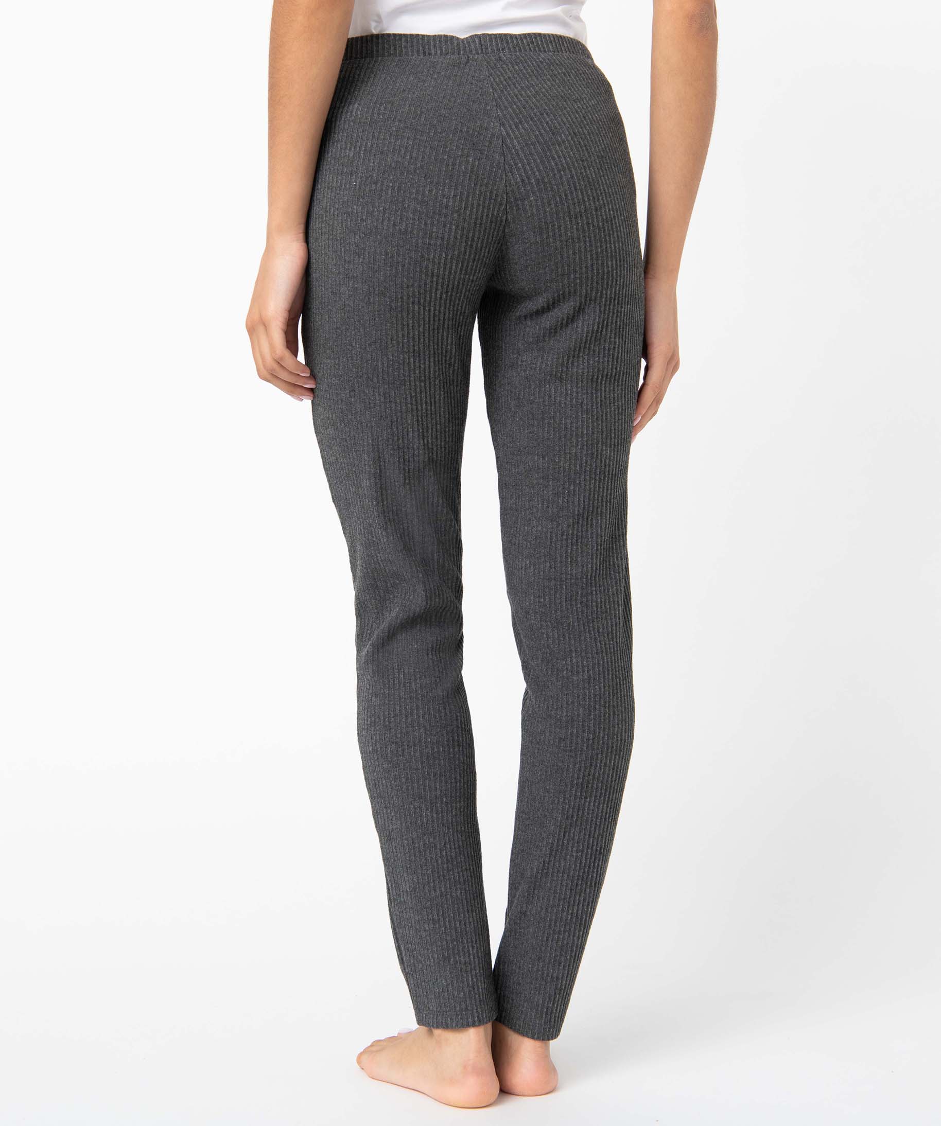 Pantalon de pyjama femme en maille ctelée gris fonce | GEMO
