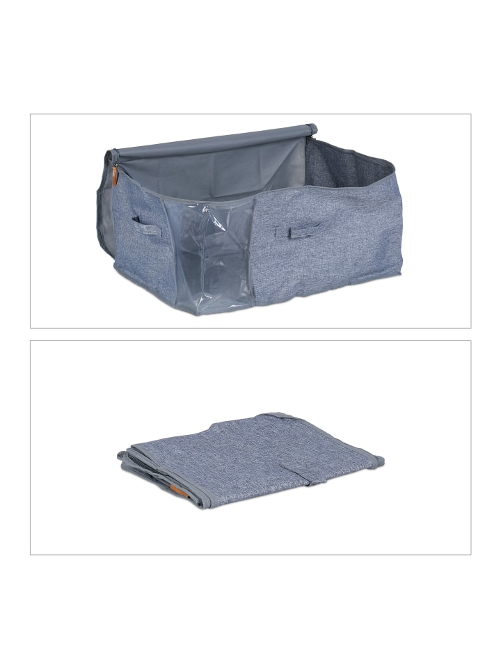 relaxdays 3 x Unterbettkommode in Grau/ Transparent - (B)58 x (H)28 x (T)45 cm günstig kaufen onesize