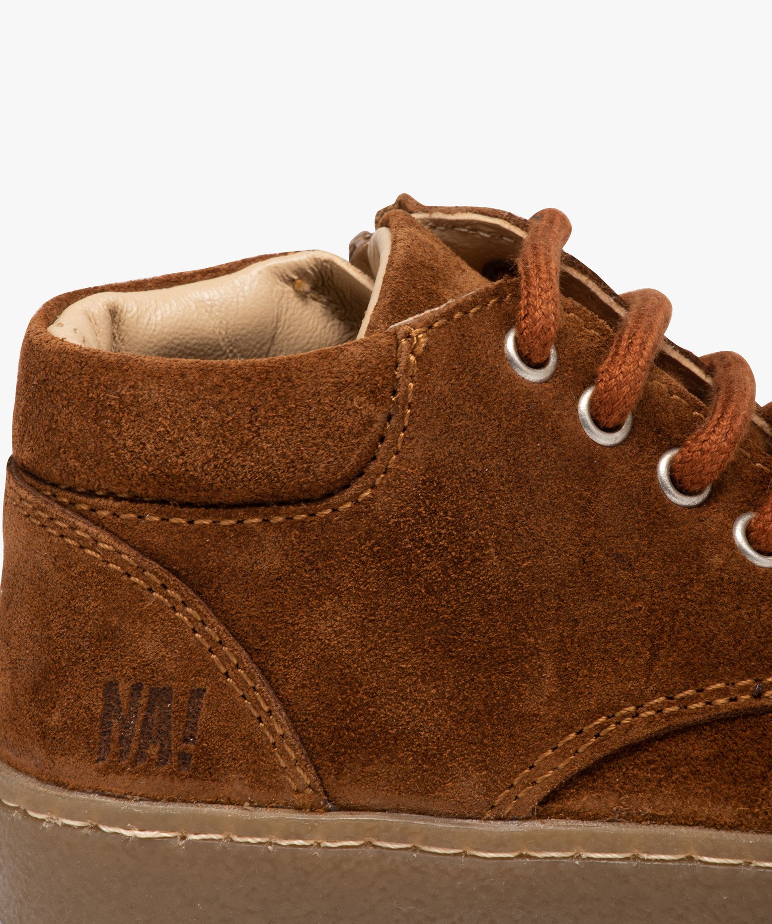Chaussures en cuir velours à lacets bébé Garçon - NA! camel | GEMO