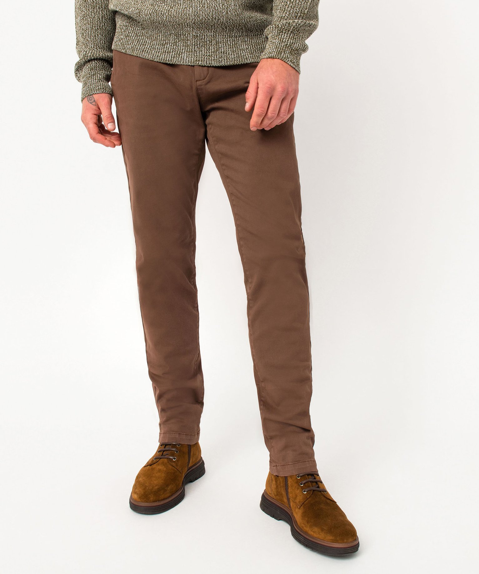 Pantalon chino en coton stretch homme marron | GEMO