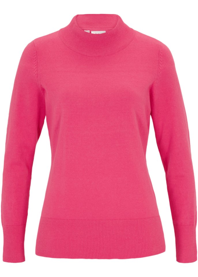 Basic Pullover mit Stehkragen mit recycelter Baumwolle
