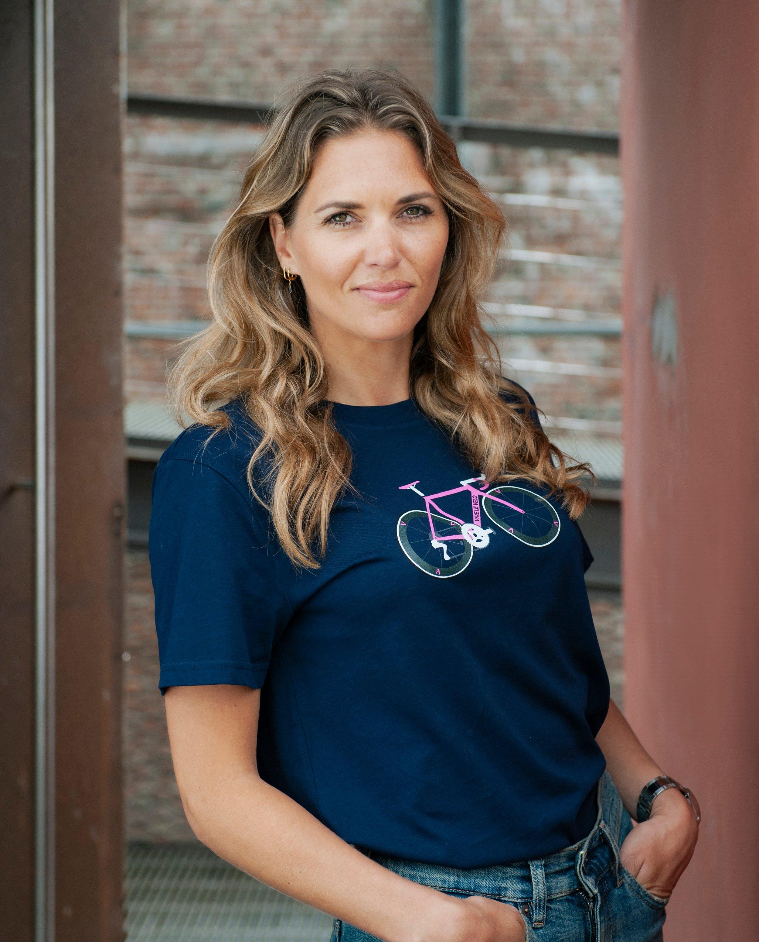 Vive le vélo T-shirt med cykeltryck, S-XXL blå