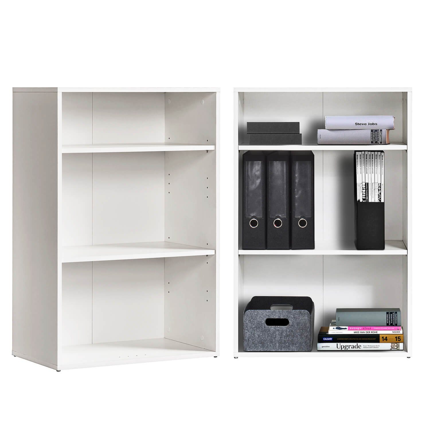 mokebo Bücherregal Der Bücherwurm, 91cm Höhe, Aktenregal, Standregal oder Regal aus Holz in Weiß