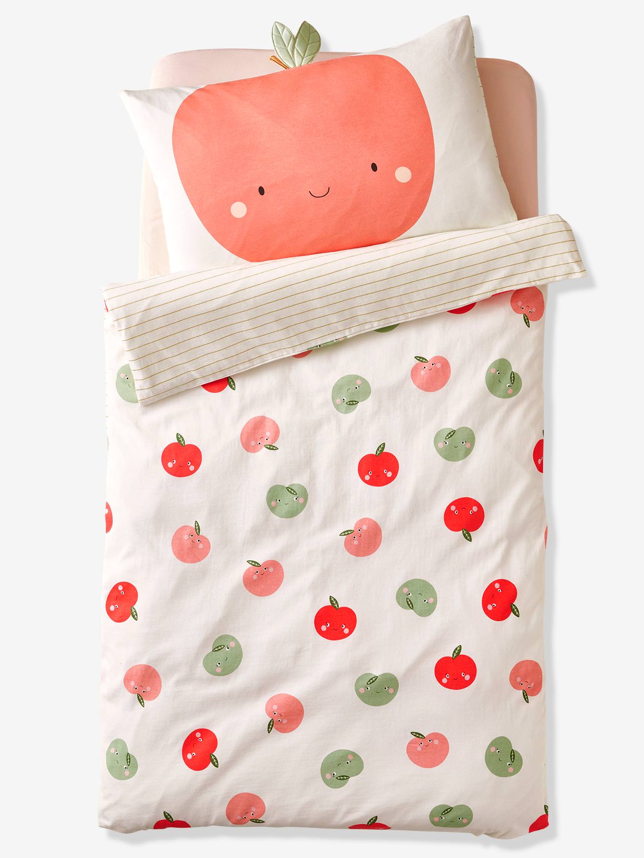 Housse de couette bébé POMME blanc imprimé