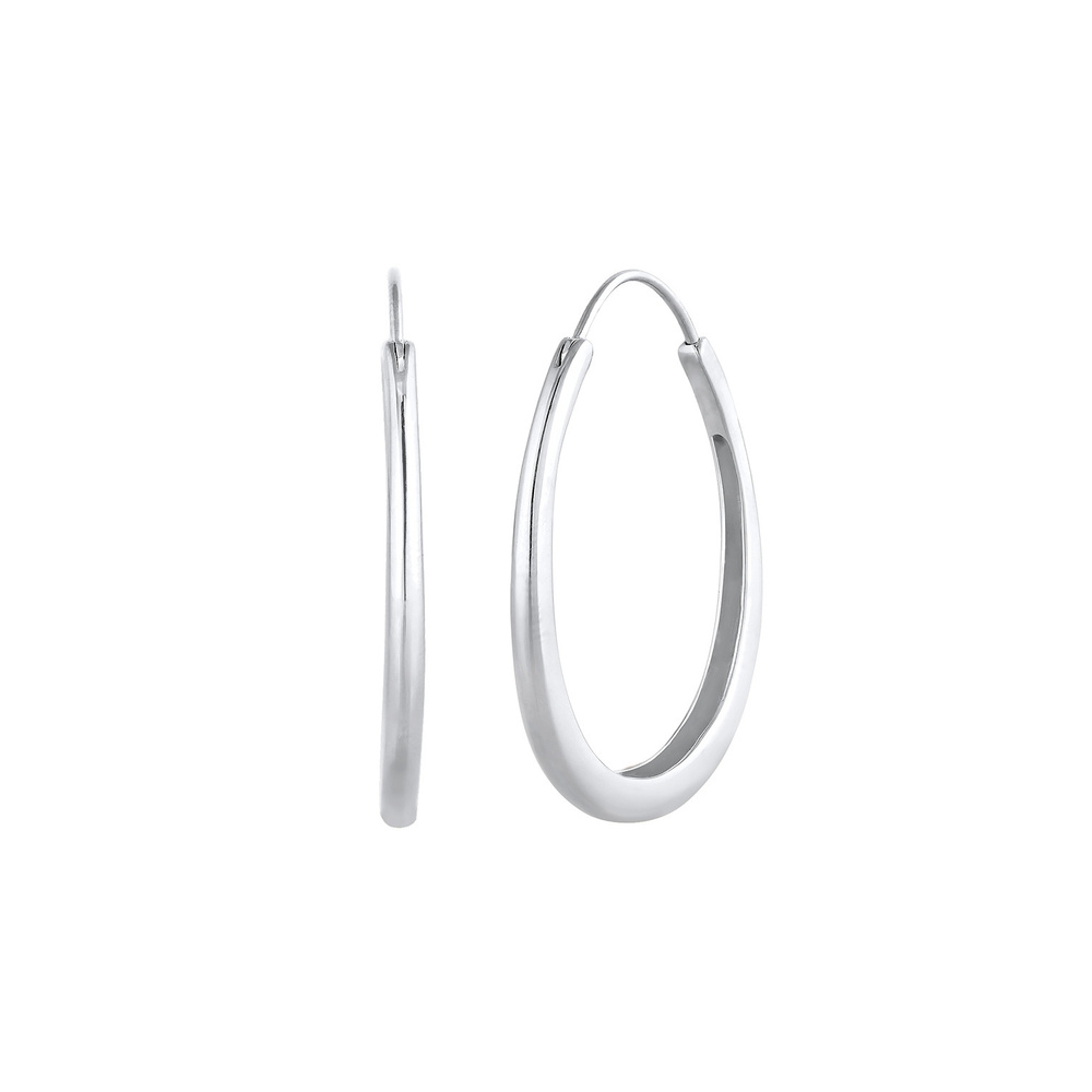 Elli Elli Boucles d'Oreilles Créoles Basic Minimal - (925/1000) Argent Boucles d'oreilles