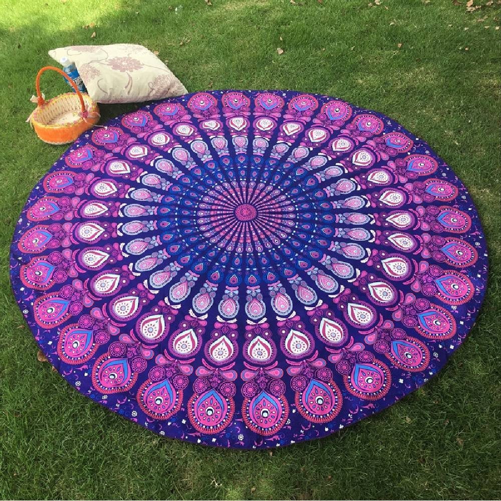 Blusmart Strandtücher Rundes Strandtuch mit Quasten, mit Quastengefühl, Sonnenschutztuch, Poolhandtuch 150cm