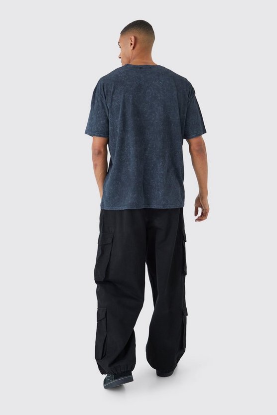 Oversize T-Shirt mit Acid-Waschung und Print