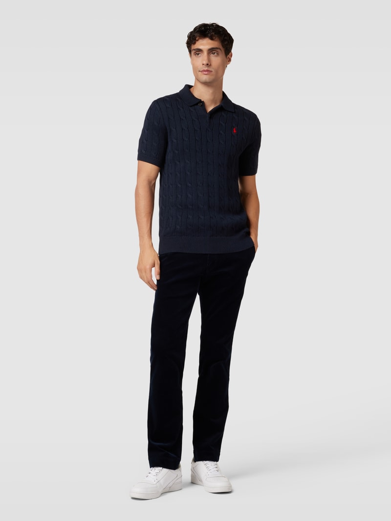 Poloshirt mit kurzer Knopfleiste in marineblau