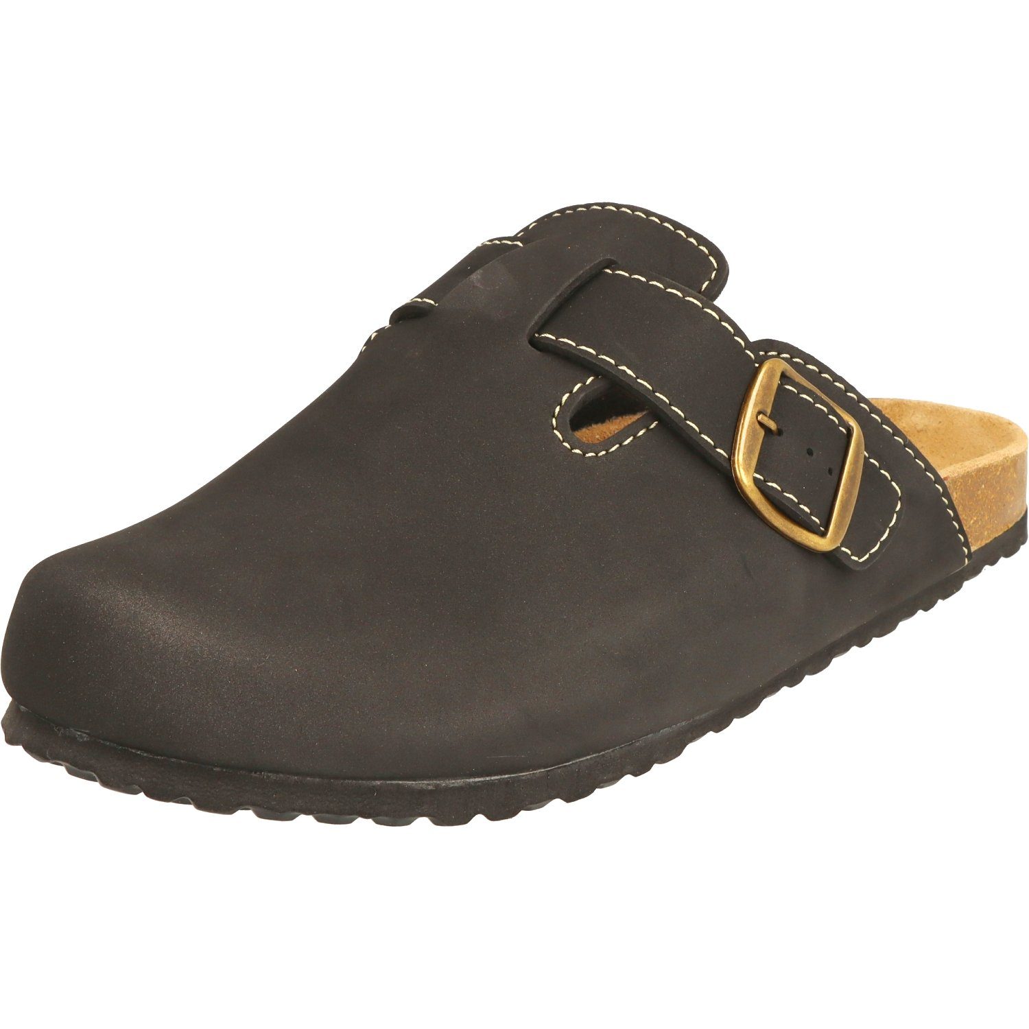 SUPERSOFT Herren 176-002 Komfort Pantolette Pantoffeln Hausschuh Lederfußbett, Gepolstert