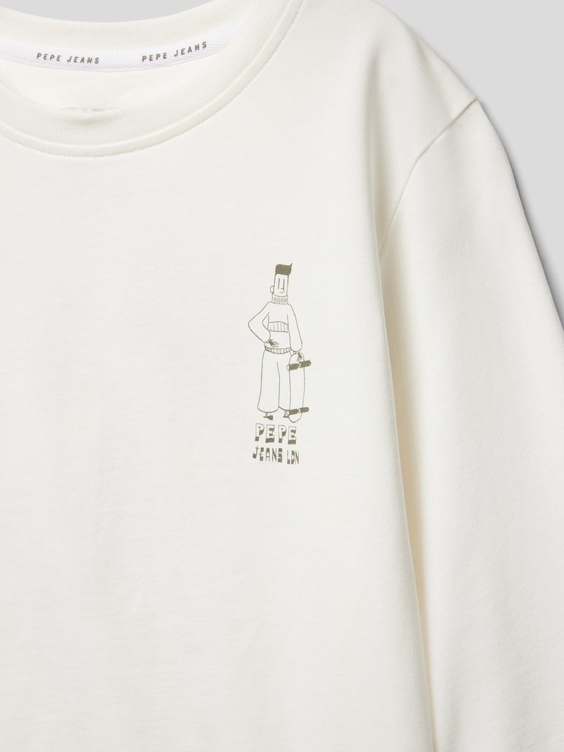 Sweatshirt mit Motiv-Print Modell 'TWAIN' in offwhite