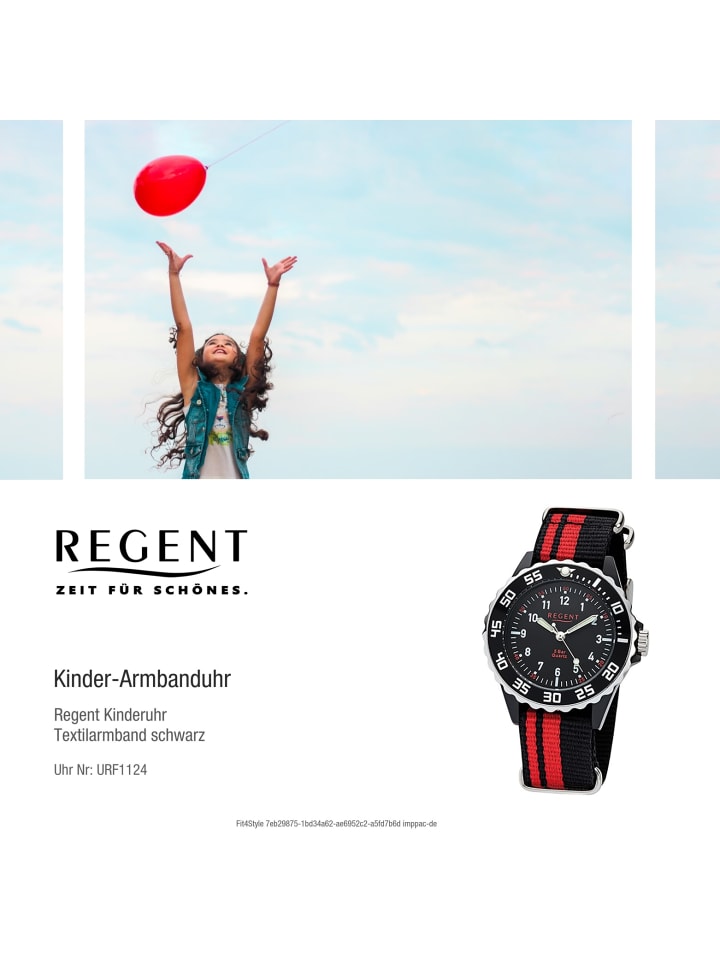 Regent Analog-Armbanduhr Regent Kinderuhren schwarz, rot mittel (ca. 33mm) günstig kaufen onesize