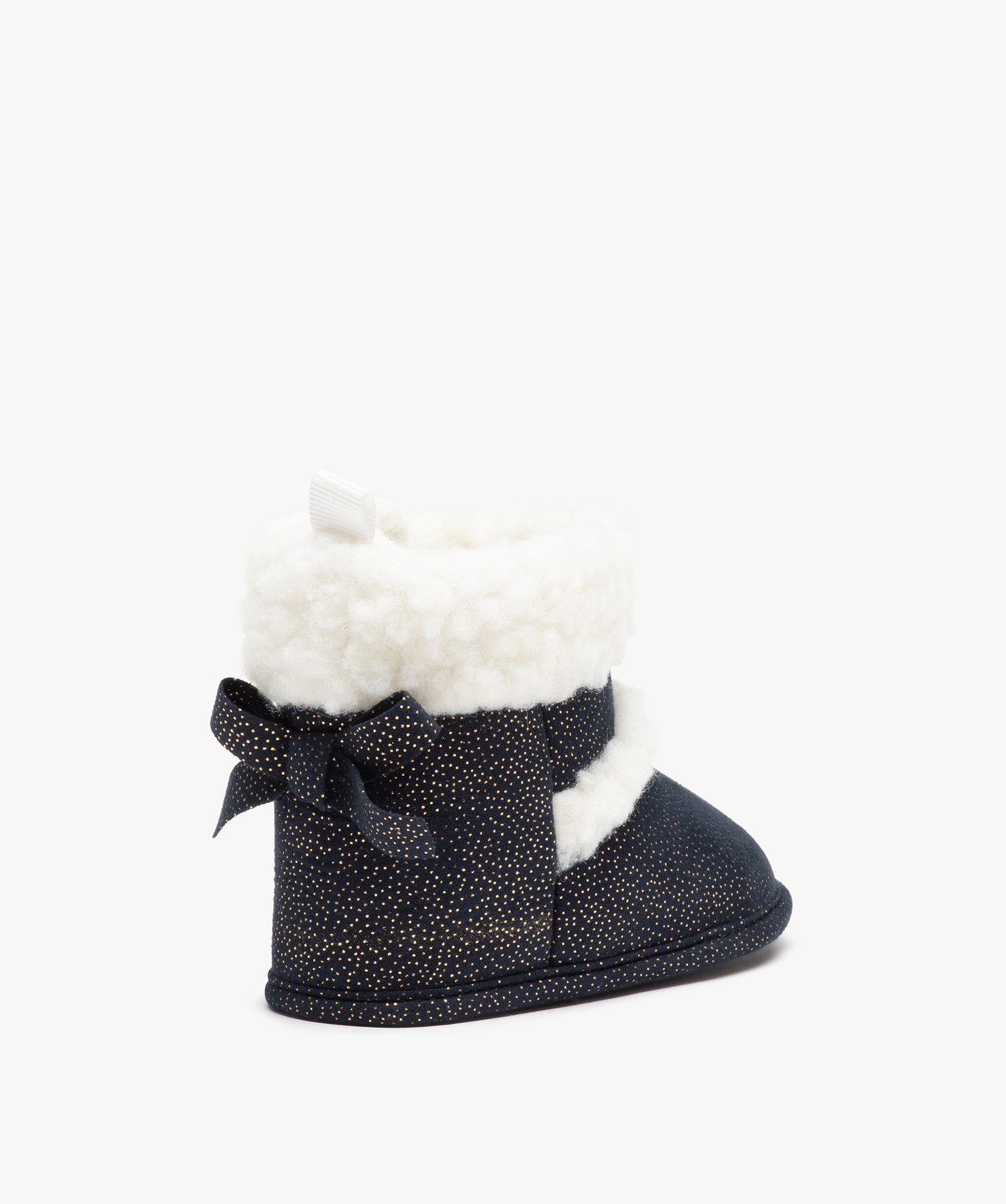 Chaussons bébé fille boots pailletées à col sherpa marine | GEMO