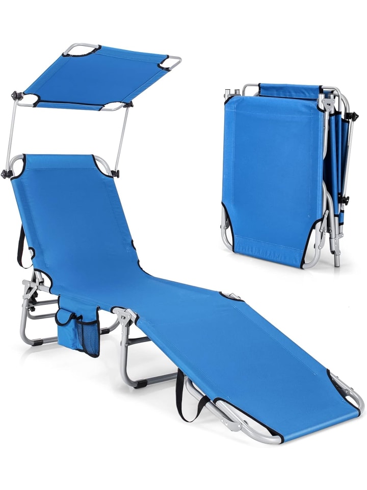COSTWAY Sonnenliege mit Dach 193cm in Blau günstig kaufen onesize