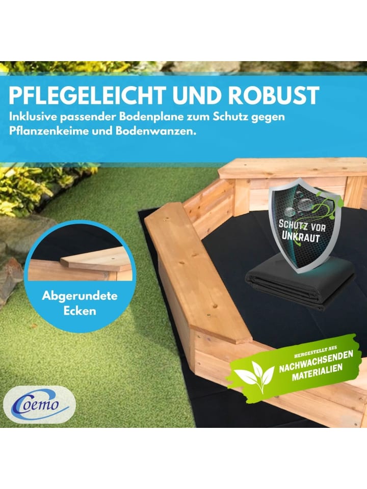 Coemo Sandkasten Larry 4-Sitzer Holz  in Natur günstig kaufen