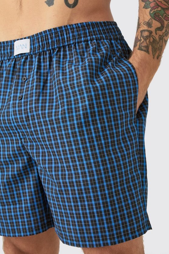 Schwarze karierte Boxershorts
