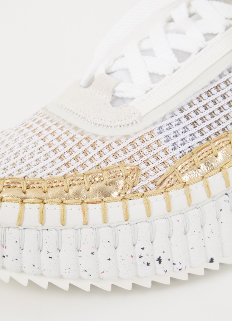 Chloé  Nama sneaker met gebreid bovenwerk en metallic details