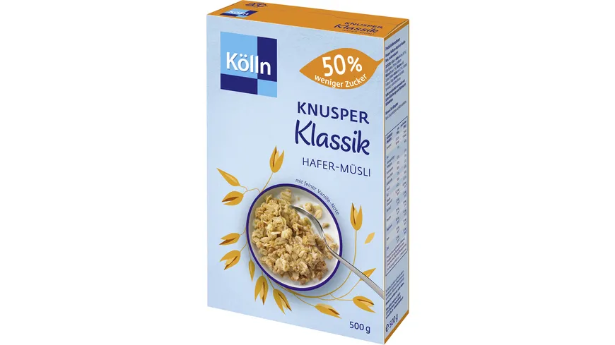 Kölln Knusper Klassik Hafer-Müsli 50% weniger Zucker 500g mit feiner Vanille-Note 500 g