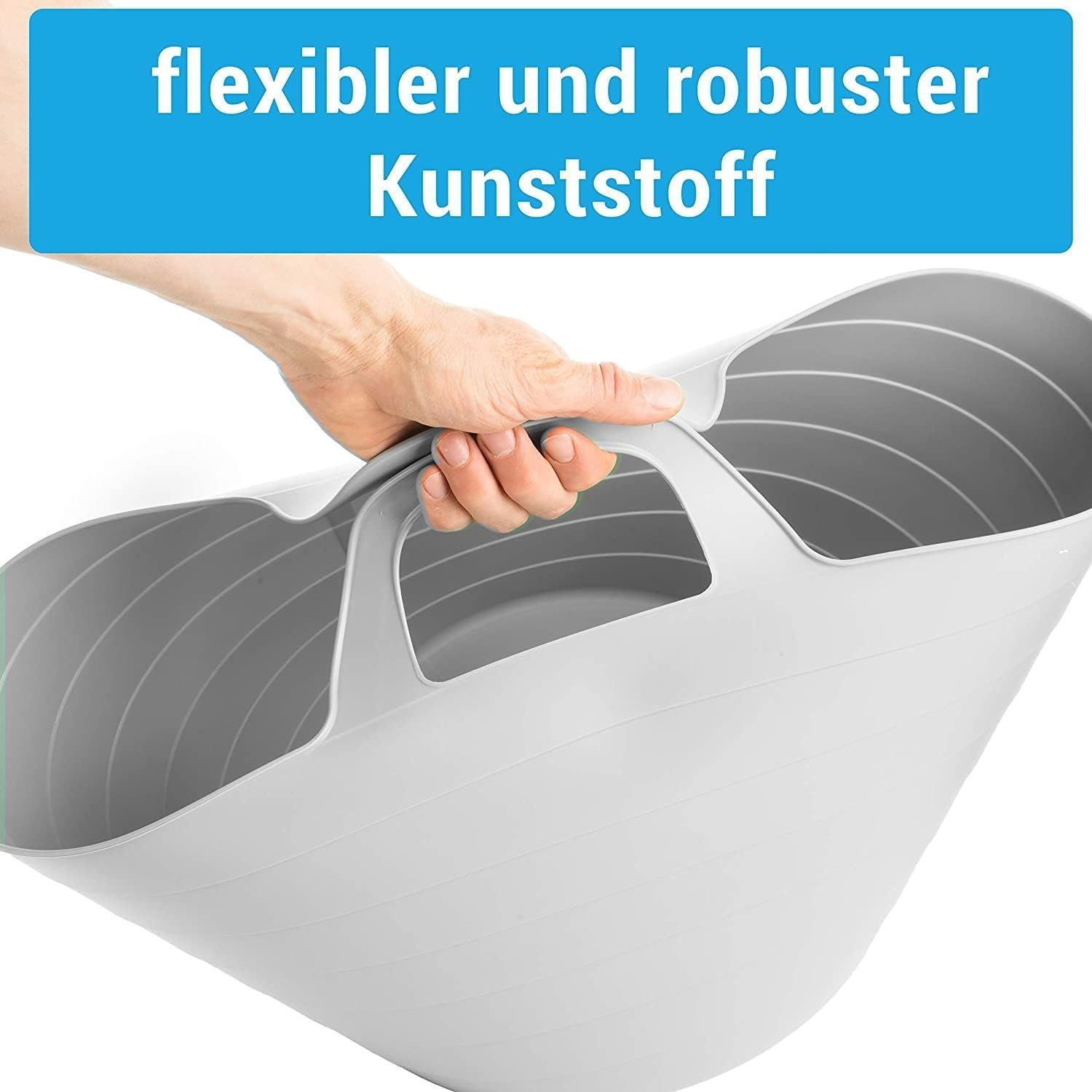 Centi Wäschekorb Wäschewanne Flexi, Wäschekorb Plastik Rund mit Griffen (Set, 3 St., H 34 cm, Ø 40 cm oben, Ø 31 cm unten 30 L), Praktisch und stilvoll wasserdicht Wäschewanne