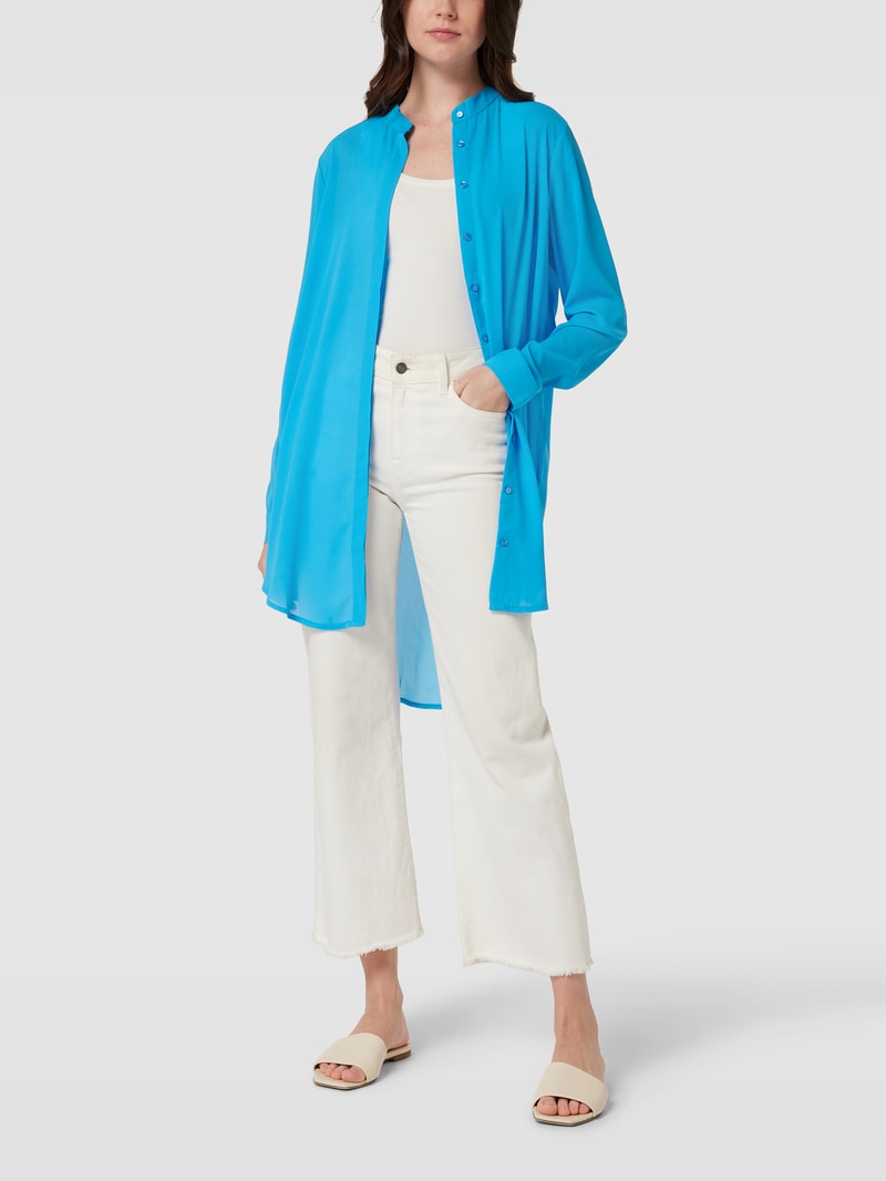 Longbluse mit Stehkragen Modell 'IHCellani' in blau