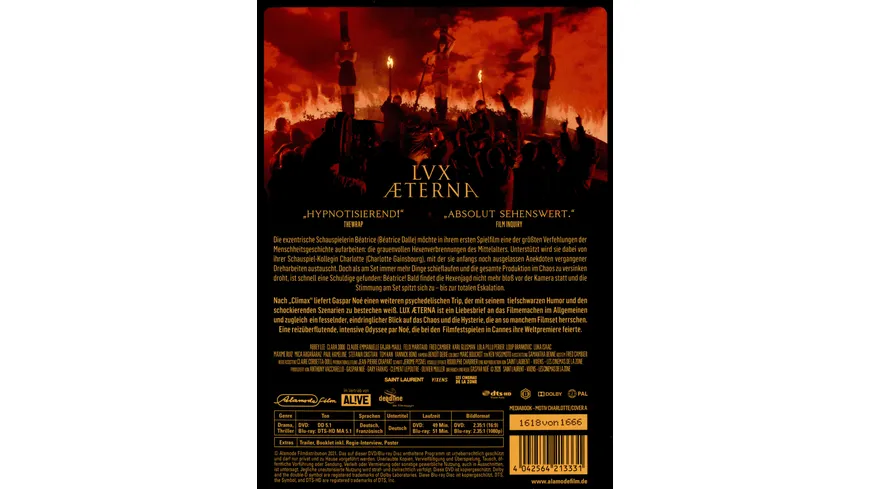 Lux Æterna (Lux Aeterna) - Limited Edition Mediabook - Cover A - limitiert auf 1.666 Stück und nummeriert  (+ DVD)