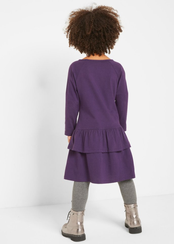 Mädchen Jerseykleid mit Volants mit Bio-Baumwolle