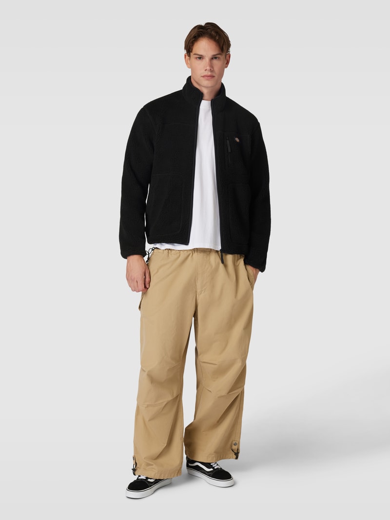 Fleecejacke mit Label-Patch Modell 'MOUNT HOPE' in schwarz