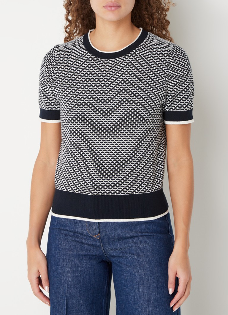 LKBennett Honey fine-knit top in merino wool blend with knitted-in pattern