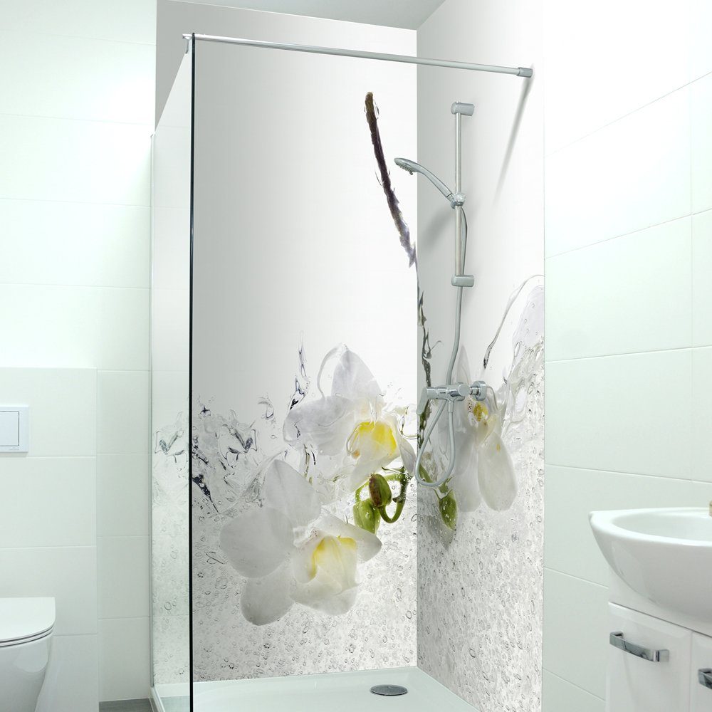 DRUCK-EXPERT Duschrückwand Premium Duschrückwand - langlebiger Fliesensticker aus 0,4 mm selbstklebenden Hart-PVC