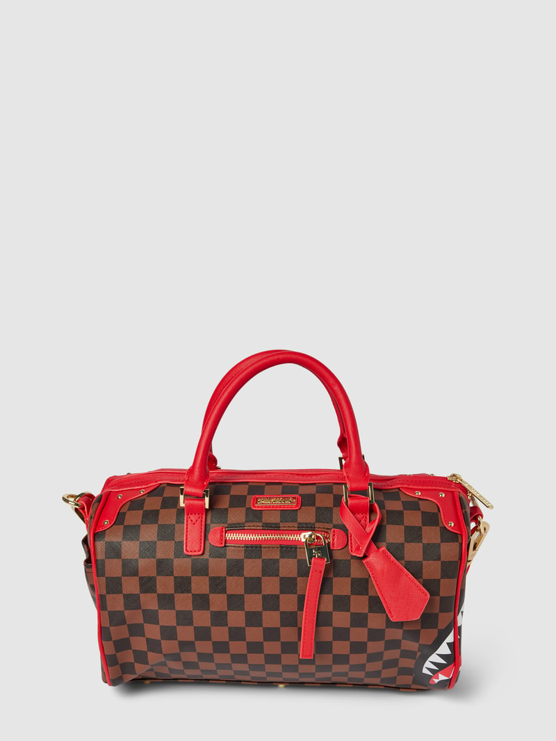 Duffle Bag mit Allover-Muster Modell 'RED SHARKS IN PARIS' in mittelbraun