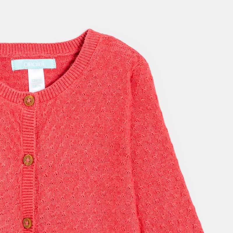 Gilet maille fantaisie rose bébé fille