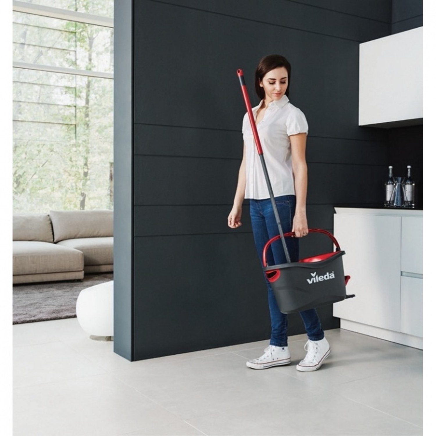 Vileda Wischmopp 167751, Turbo 3in1 Mikrofaserbox Mopp und Eimer Set