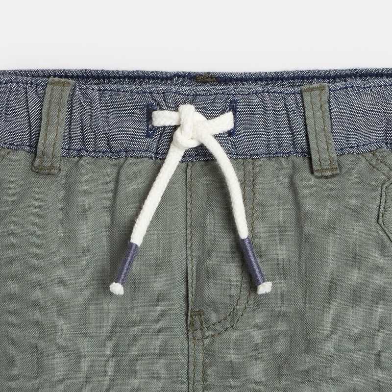 Short en lin et coton vert bébé garçon