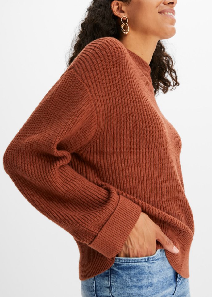 Ripppullover mit weitem Ärmel