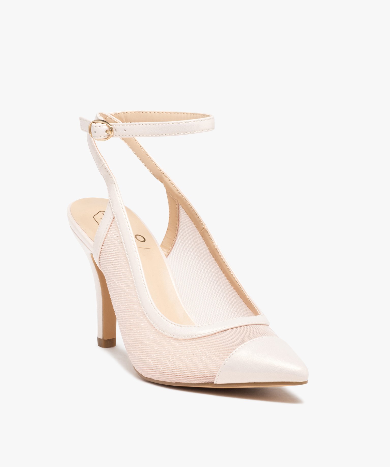 Escarpins femme à bout pointu et empiècement transparent beige | GEMO