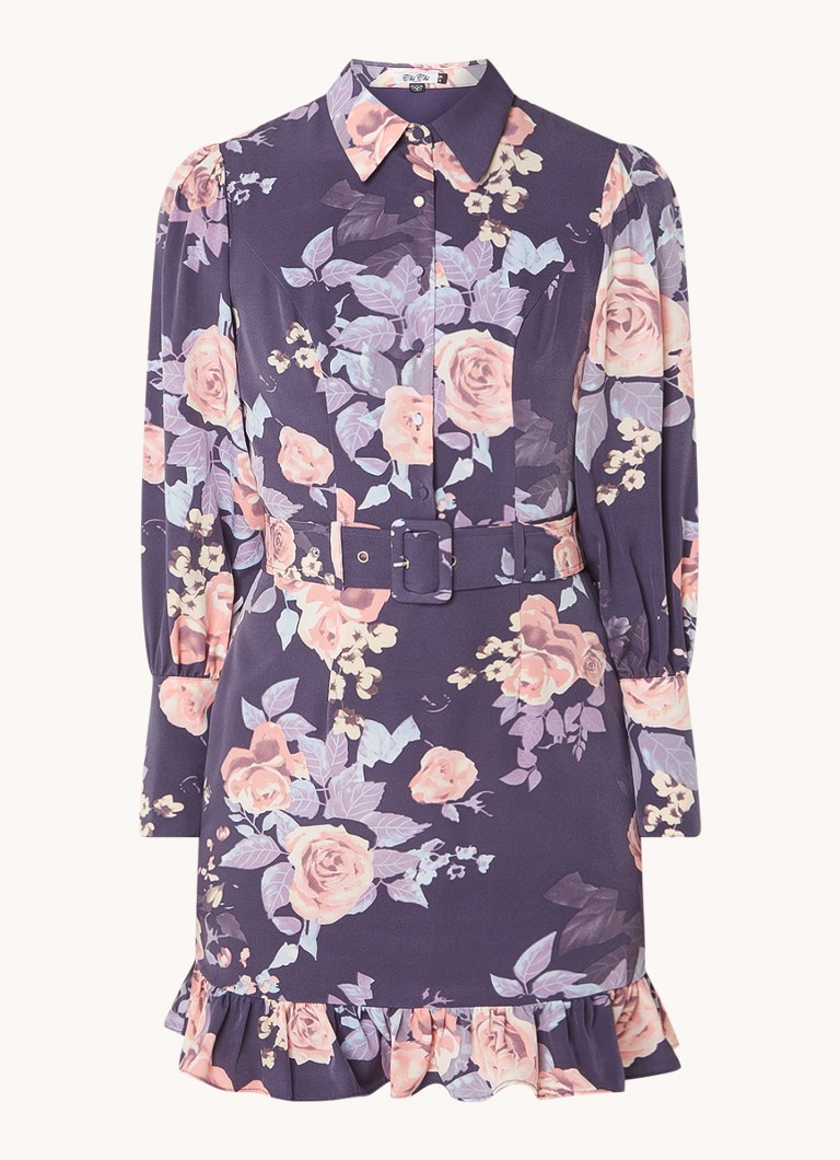 Rochie scurtă cu imprimeu floral și curea, Chi Chi London.
