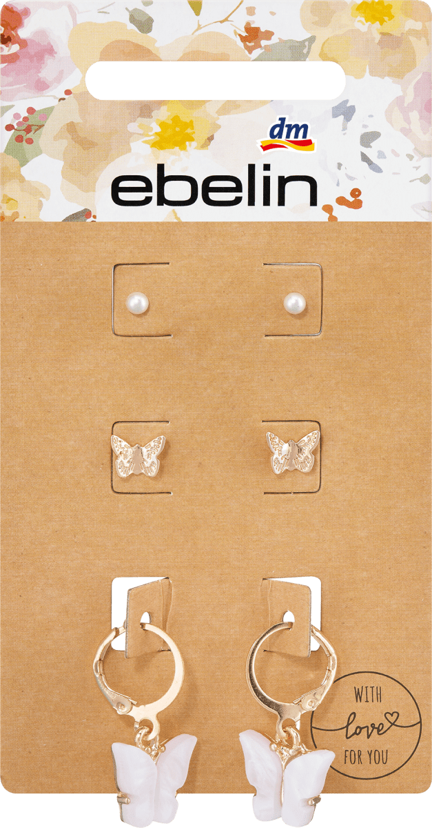 Ohrstecker Schmetterling Gold-Optik, 6 St