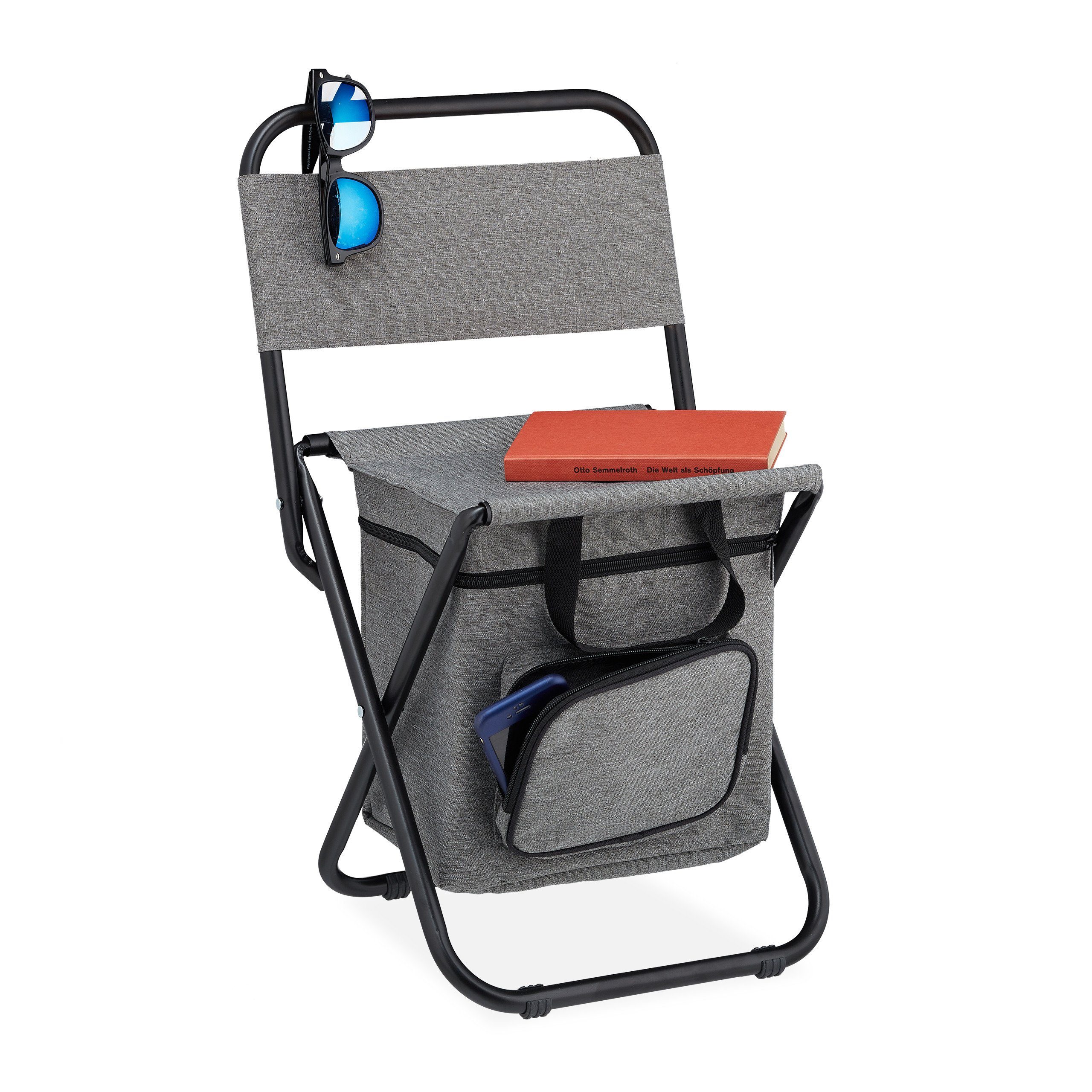 relaxdays Campinghocker Campinghocker mit Lehne