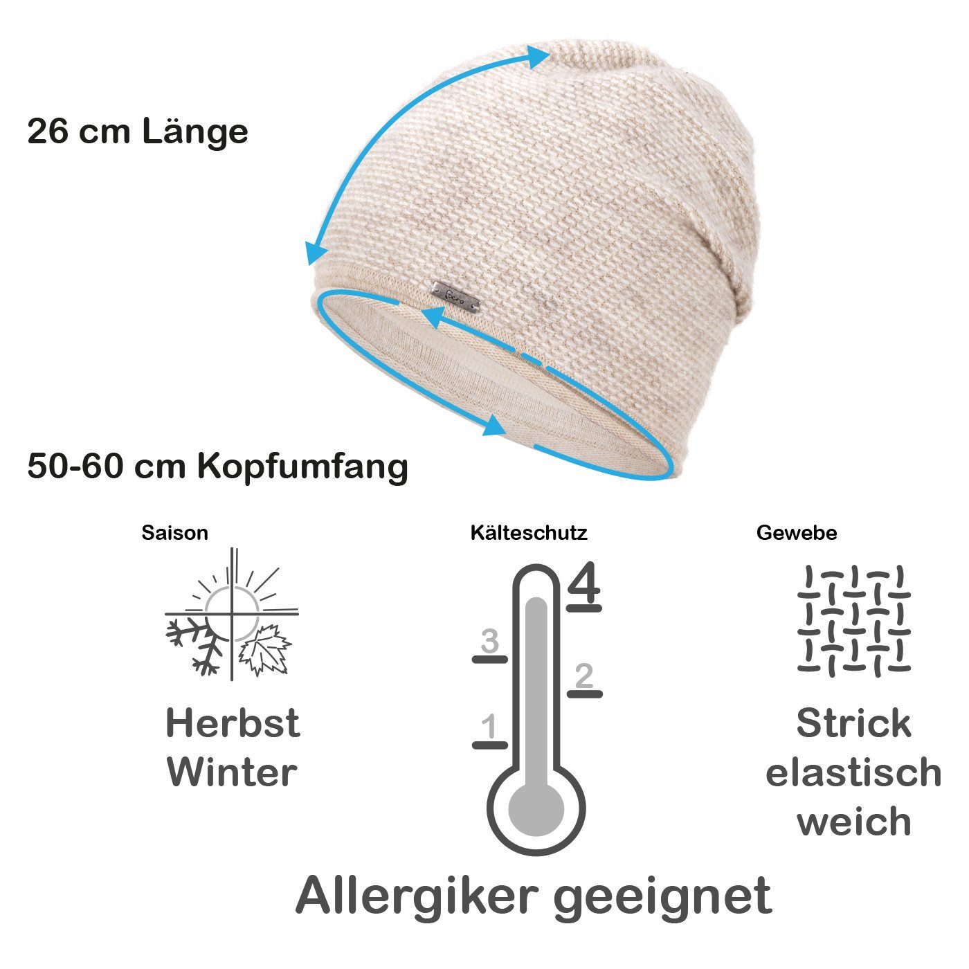 Faera Strickmütze Wintermütze Damen Winter Mütze Beanie Haube gefüttert Damenmütze