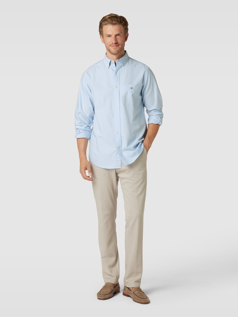 Regular Fit Freizeithemd mit Brusttasche Modell 'OXFORD' in hellblau