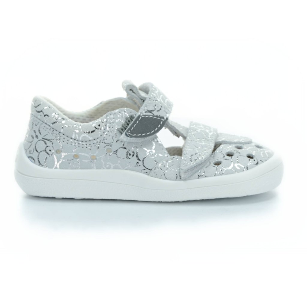 Beda Silver Shine Barfußsandalen Klett (BF0001/SD/W/TS)