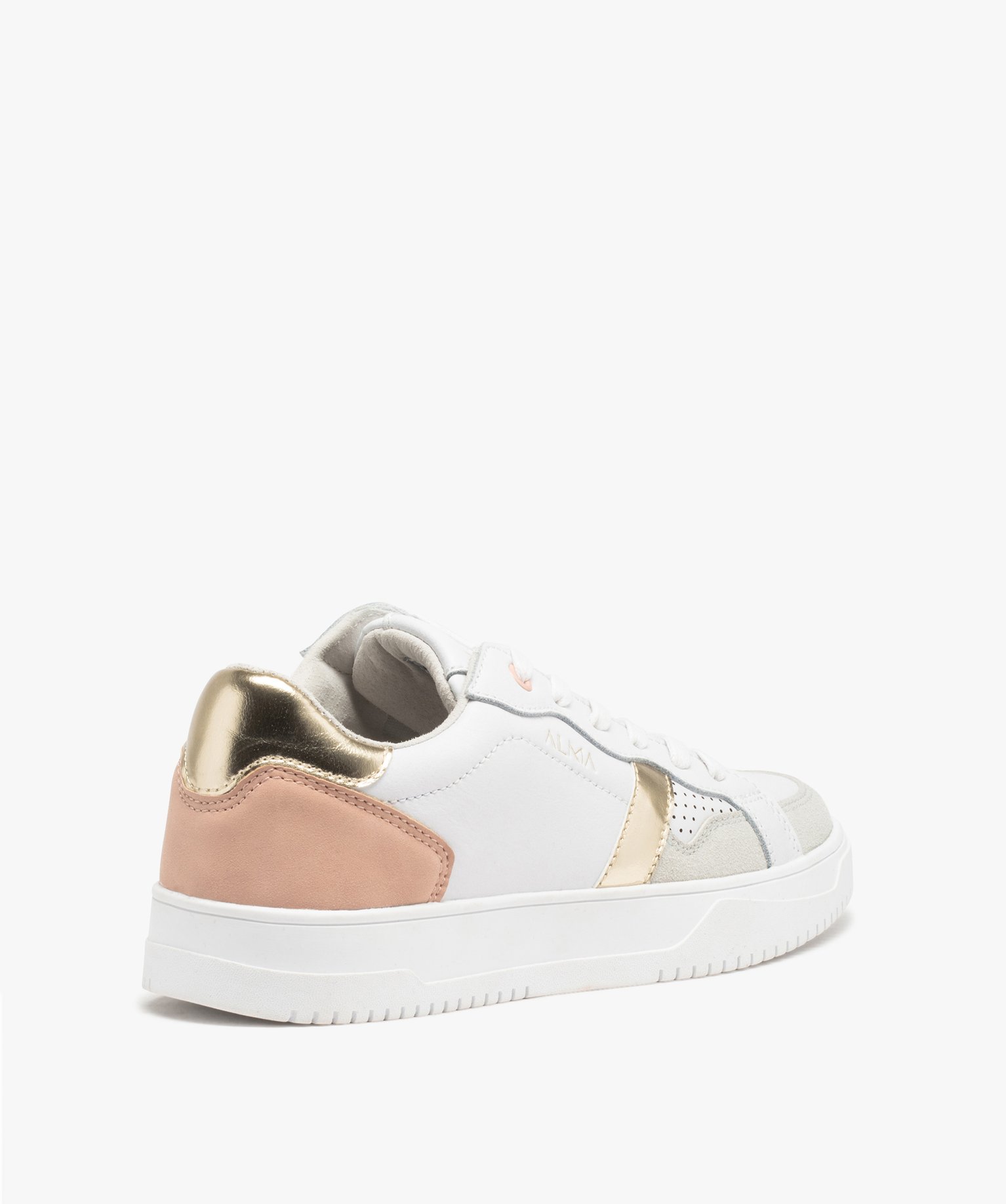 Baskets dessus cuir avec touches métallisées femme - Alma blanc | GEMO