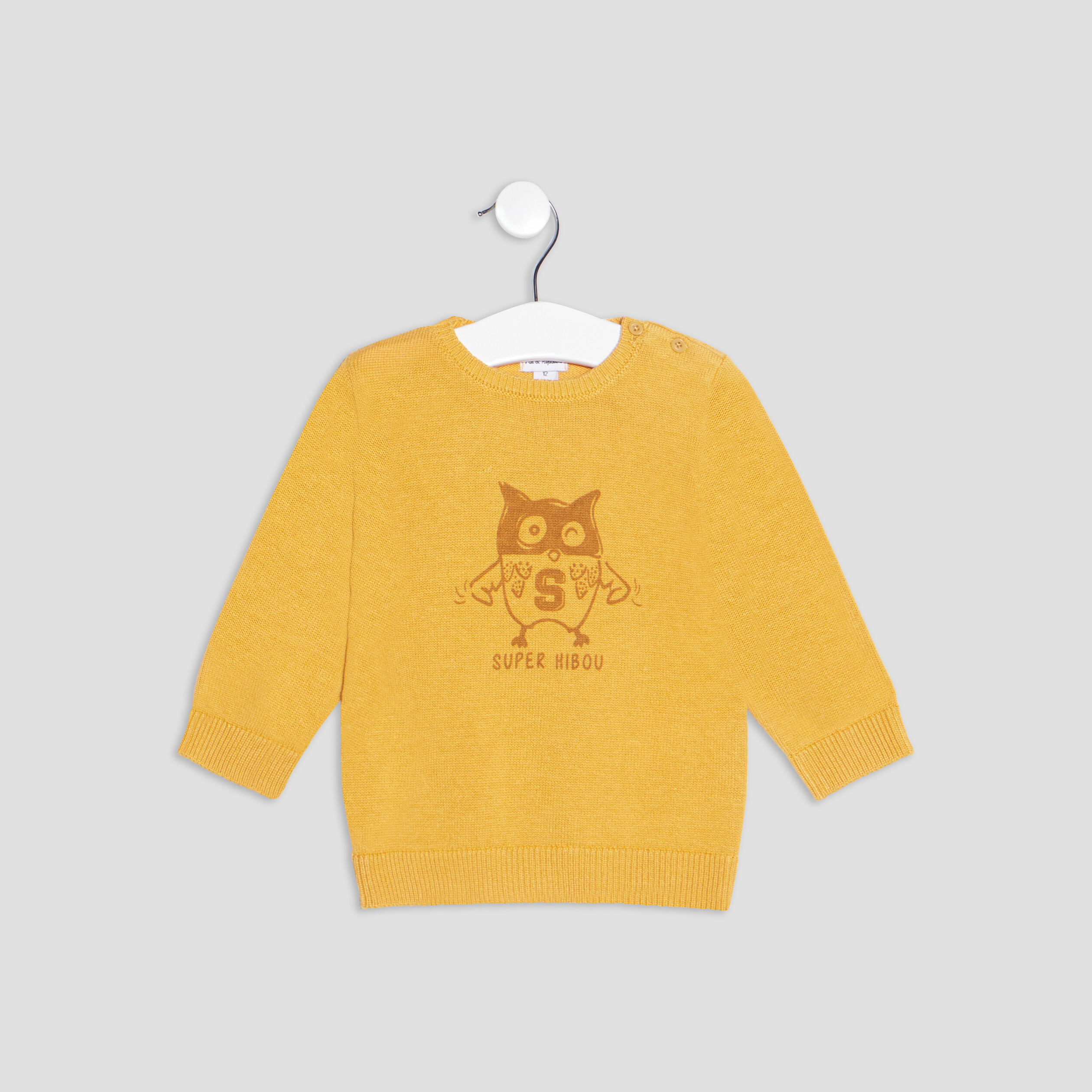 Pull avec col rond jaune bébé garçon | La Halle