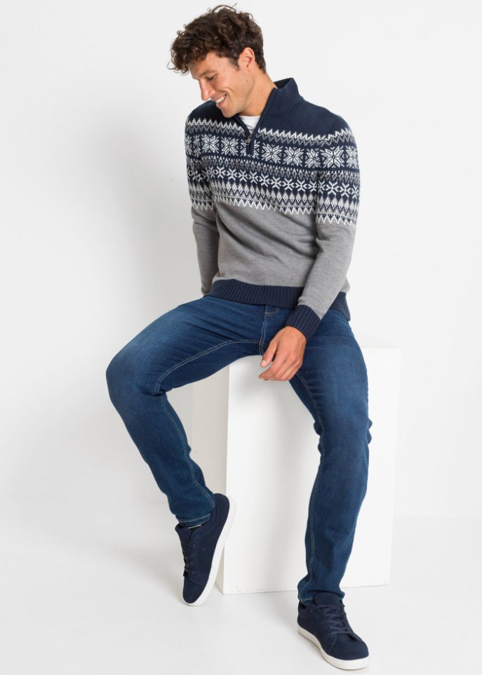 Norweger-Pullover mit Troyerkragen