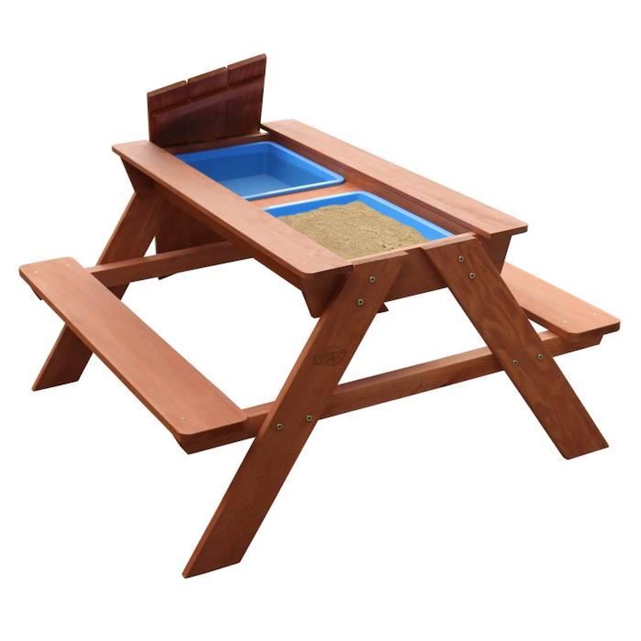 AXI Dave Table Sable et Eau / pique nique en Bois | Table d’eau avec Couvercle & boîtes de rangement | Table de Jeu Enfant à Eau marron