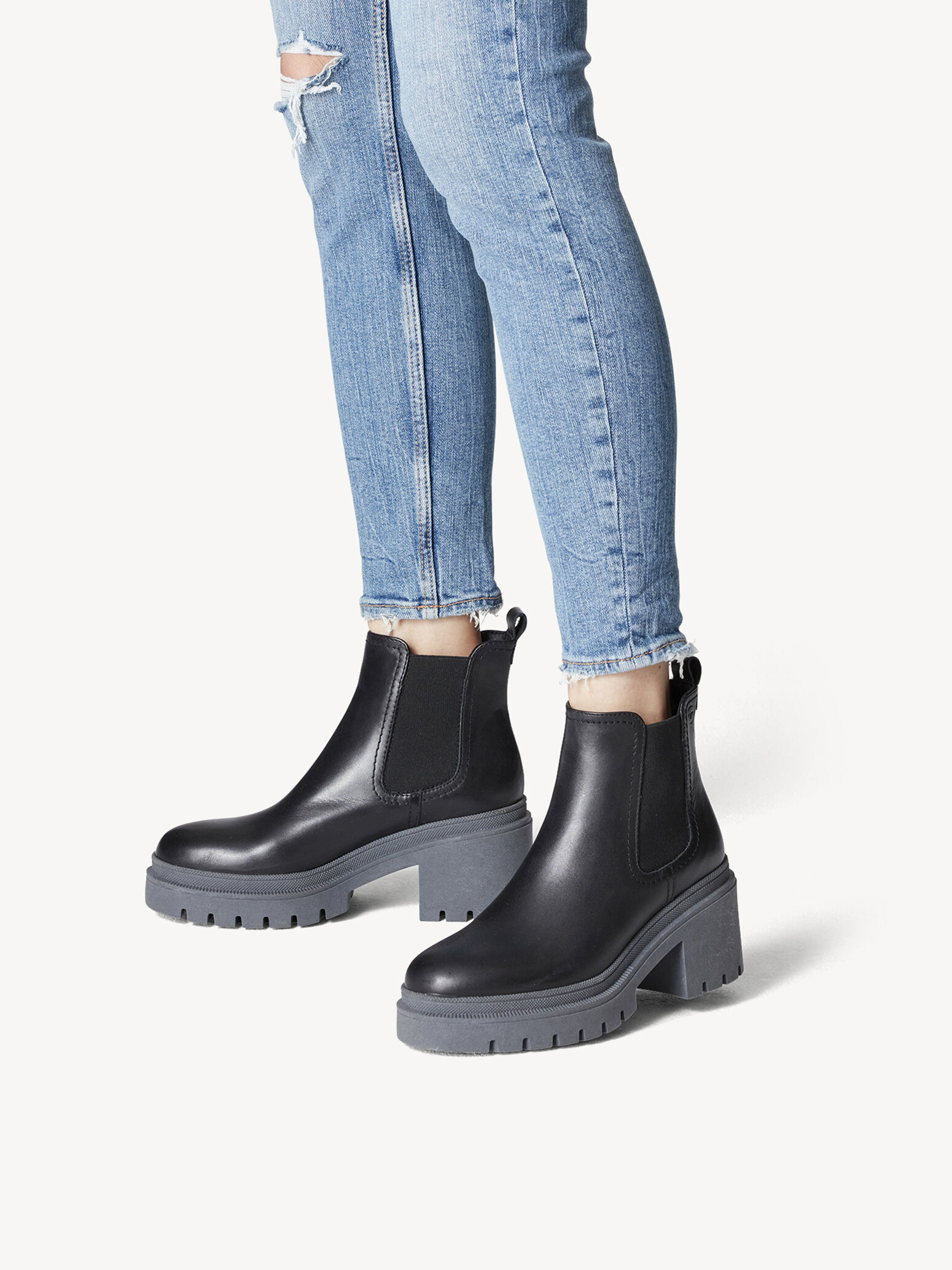 Bottine Chelsea en cuir - noir