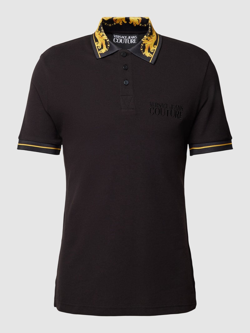 Poloshirt mit Kontraststreifen in schwarz
